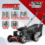 Tondeuse thermique tractée 196CC, mulching et éjection latérale – Image 3