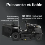 Tracteur tondeuse AT3 98 A – Éjection latérale, coupe 98 cm, moteur STIGA 352 cm³, kit mulching inclus, démarrage électrique – Alpina – Image 5
